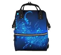 PEIXEN Blue Musical Notes Mummy Bag Grande Capacità Pannolini Tote Bag Muti-Function Zaino da Viaggio per Donna, Nero, Taglia Unica