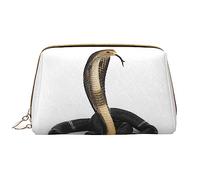 PEIXEN Cobra Snake Makeup Bag PU Leather Travel Cosmetic Bag Portable Zipper Toiletry Bag Storage Bag per le donne, bianco, taglia unica, bianco, Taglia unica