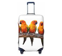 PEIXEN Copertura elastica per valigie con pappagalli colorati gialli su un ramo protettivo, antigraffio, adatta per bagagli da 45-81 cm, Nero , L