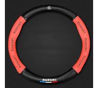 PEIXEN Coprivolante per Auto per Suzuki Jimny FJ 1998-2018, Fibra di Carbonio Pelle Copertura Volante Antiscivolo Traspirante Protettivo Volante, Interno Accessori,Red