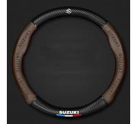 PEIXEN Coprivolante per Auto per Suzuki Jimny FJ 1998-2018, Fibra di Carbonio Pelle Copertura Volante Antiscivolo Traspirante Protettivo Volante, Interno Accessori,Brown