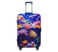 PEIXEN Coral Reef Fish Aquarium Bagagli Copertura elastica per valigie Protettiva antigraffio per valigie da viaggio, adatta per bagagli da 45-81 cm, Nero , L