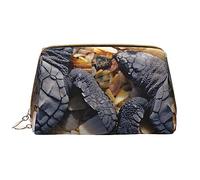 PEIXEN Cute Baby Sea Turtle Crawled Makeup Bag PU Leather Travel Cosmetic Bag Portable Zipper Toiletry Bag Storage Bag per le donne, bianco, taglia unica, bianco, Taglia unica