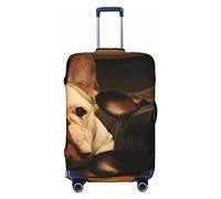 PEIXEN Graziosa copertura per valigie con motivo bulldog francese, protezione elastica per valigie, antigraffio, adatta per bagagli da 45,7 a 81,7 cm, Nero , S