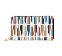 PEIXEN Portafoglio moderno retrò con forme a goccia in pelle porta carte di credito borsa con cerniera lungo portamonete porta telefono, nero, taglia unica, Nero , Taglia unica