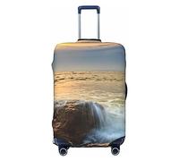 PEIXEN Rocky Wave Sunset Painting copertura per bagagli elastica lavabile valigia protettiva antigraffio da viaggio copertura adatta per 45-81 cm, Nero , L