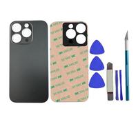 Peixiong 16 Pro - Vetro posteriore di ricambio per iPhone 16 Pro, 6,3", con adesivo preinstallato e kit di riparazione (titanio nero)