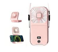 Peixiong Mini ventilatore portatile USB ricaricabile, ventilatore a mano 5 in 1 con display LED, Power Bank 3000 mAh, pieghevole a 180°, 4 velocità, silenzioso, per ufficio, viaggi e casa (rosa)
