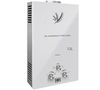 PEIXU 12L Scaldacqua a Gas Propano GPL 24KW Bianco Riscaldatori di Acqua a Gas Liquefatto Butano,Scaldabagno Istantaneo Senza Serbatoio,per Campeggio,Camper,Casa,Uscita Dell'acqua Calda 12L/min