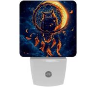 peiyeety Acchiappasogni a forma di luna e gufo con luce notturna a LED con sensore automatico, dal tramonto all'alba, decorativo per camera da letto, bagno, cucina, corridoio, scale, corridoio,