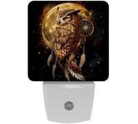 peiyeety Acchiappasogni Gufo Luna Dorata Luce Notturna LED con Sensore Automatico dal Tramonto all'Alba Decorativo Notturno per Camera da Letto, Bagno, Cucina, Corridoio, Scale, Corridoio,