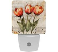 peiyeety ani, fiori e note musicali, luce notturna a LED con sensore automatico, dal tramonto all'alba, decorativa per camera da letto, bagno, cucina, corridoio, scale, corridoio,