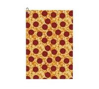 peiyeety Asciugamano da golf in microfibra con moschettone, modello pizza pepperoni con pomodori, 40x60 cm, tessuto a nido d'ape assorbente, ideale per sacche da golf.