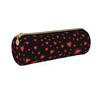 peiyeety Astuccio portapenne con cerniera, astuccio organizer per San Valentino, a forma di cuore rosso con sfondo nero, per scuola, ufficio, ragazze e donne