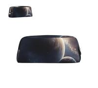 peiyeety Astuccio portapenne in pelle con luna, stelle e pianeti, con cerniera, portapenne portatile, elegante, impermeabile, per ufficio