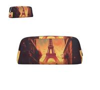 peiyeety Astuccio portapenne in pelle con motivo di coppia che cammina sul sentiero, con cerniera, portapenne portatile, elegante, impermeabile, per ufficio