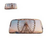 peiyeety Astuccio portapenne in pelle con ruota panoramica e cerniera, portapenne portatile, elegante e impermeabile, per ufficio