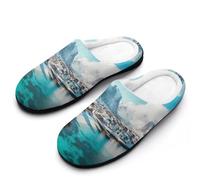 peiyeety Aurora boreale sulle isole Lofoten, Norvegia, pantofole da uomo in memory foam, leggere, in cotone, per interni ed esterni44-45