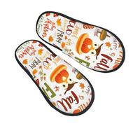 peiyeety Autunno L'autunno è qui Pantofole stampate per donna Scarpe da casa pelose Suola Pantofole da interno ed esterno