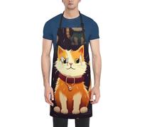 peiyeety Bellissimo grembiule a forma di gatto per adulti, impermeabile da cucina con 2 tasche, bavaglino regolabile per lavare i piatti, lungo da cucina per donne, uomini, lavoro, toelettatura cani