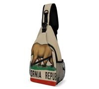 peiyeety Borsa a tracolla da uomo e da donna con bandiera dell'orso bruno e simbolo della Repubblica della California. Zaino a tracolla.