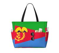 peiyeety Borsa da spiaggia grande con bandiera dell'Eritrea per donna con cerniera e tasca impermeabile, borsa da palestra leggera e pieghevole per viaggi, spesa, nuoto, sport