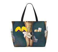 peiyeety Borsa da spiaggia grande da donna con immagine di Gesù Cristo sulla croce, con cerniera e tasca impermeabile, borsa da palestra leggera e pieghevole per viaggi, spesa, nuoto e sport.