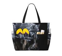 peiyeety Borsa da spiaggia grande da donna con stampa a motivo lupo, con cerniera e tasca impermeabile, leggera e pieghevole, ideale per la palestra, i viaggi, la spesa, il nuoto e lo sport.