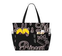 peiyeety Borsa da spiaggia grande Daddy's Little Princess per donna con cerniera e tasca impermeabile, borsa da palestra leggera e pieghevole per viaggi, spesa, nuoto, sport