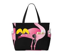 peiyeety Borsa da spiaggia grande Flamingo Art per donna con cerniera e tasca impermeabile, borsa da palestra leggera e pieghevole per viaggi, spesa, nuoto, sport
