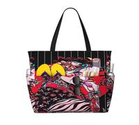 peiyeety Borsa da spiaggia grande Geisha da donna/ragazza Cina Giappone con cerniera e tasca impermeabile, borsa da palestra leggera e pieghevole per viaggi, spesa, nuoto, sport