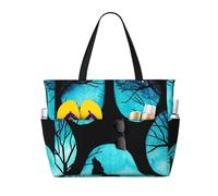 peiyeety Borsa da spiaggia grande Paw Galaxy Night Wolf per donna con cerniera e tasca impermeabile, borsa da palestra pieghevole e leggera per viaggi, spesa, nuoto, sport