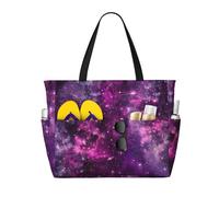 peiyeety Borsa da spiaggia grande Purple Nebula Gas Cloud Deep per donna con cerniera e tasca impermeabile, borsa da palestra leggera e pieghevole per viaggi, spesa, nuoto, sport