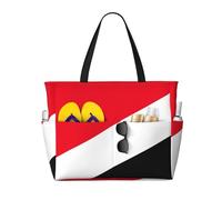 peiyeety Borsa da spiaggia grande Sealand, Principato della Bandiera per donna con cerniera e tasca impermeabile, borsa da palestra leggera e pieghevole per viaggi, spesa, nuoto, sport