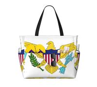 peiyeety Borsa da spiaggia grande Virgin Islands US per donna con cerniera e tasca impermeabile, borsa da palestra leggera e pieghevole per viaggi, spesa, nuoto, sport