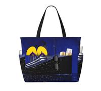 peiyeety Borsa tote grande da spiaggia RMS Titanic per donna con cerniera e tasca impermeabile, borsa tote leggera e pieghevole per palestra, viaggi, spesa, nuoto, sport