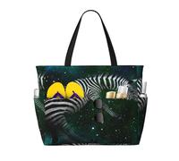 peiyeety Borsa tote grande da spiaggia Space Zebra per donna con cerniera e tasca impermeabile, borsa tote leggera e pieghevole per palestra, viaggi, spesa, nuoto, sport