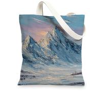 peiyeety Borsa tote in tela con paesaggio montano, borse per la spesa riutilizzabili, borse a tracolla leggere blu con motivo astratto