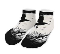 peiyeety Calzini alla caviglia unisex con scritta Black Raven Crow Bird Under The Moon, traspiranti, comodi e sportivi.