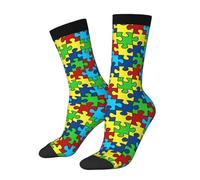 peiyeety Calzini casual sportivi con motivo a puzzle per la consapevolezza dell'autismo, per donne e uomini