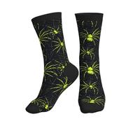 peiyeety Calzini da uomo e da donna con stampa a forma di ragno verde, carini, casual, sportivi, estetici, divertenti e innovativi