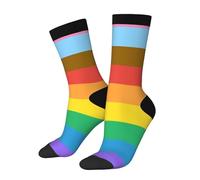 peiyeety Calzini divertenti Progress Flag Rainbow Colors Crew Socks per uomo e donna - Unisex