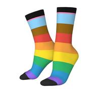 peiyeety Calzini divertenti Progress Flag Rainbow Colors Crew Socks per uomo e donna - Unisex
