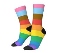peiyeety Calzini divertenti Progress Flag Rainbow Colors Crew Socks per uomo e donna - Unisex