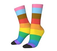peiyeety Calzini divertenti Progress Flag Rainbow Colors Crew Socks per uomo e donna - Unisex