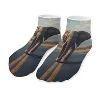 peiyeety Calzini unisex alla caviglia con scritta Elefante che cammina sulla strada, traspiranti, comodi e sportivi