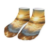 peiyeety Calzini unisex alla caviglia con scritta Golden Sunset Over The Ocean, traspiranti, comodi e dal taglio basso