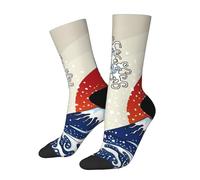 peiyeety Calzini unisex originali, vestibilità comoda ed elasticizzata, con onde oceaniche, grandi onde giapponesi e sole rosso all'alba