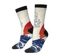 peiyeety Calzini unisex originali, vestibilità comoda ed elasticizzata, con onde oceaniche, grandi onde giapponesi e sole rosso all'alba