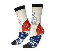 peiyeety Calzini unisex originali, vestibilità comoda ed elasticizzata, con onde oceaniche, grandi onde giapponesi e sole rosso all'alba